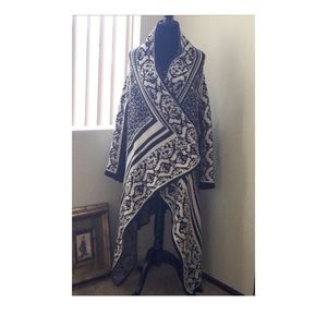 Calvin Klein Asymmetrical Cardigan - Blk/Wht 1X